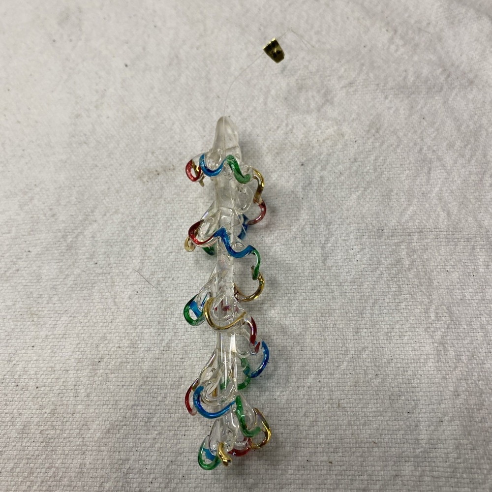 Vintage Glass Rainbow Colored Christmas Ornament Made In Taiwan